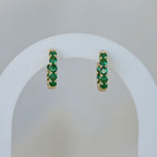 Gold Huggies with green zirconia stones - Terciany 