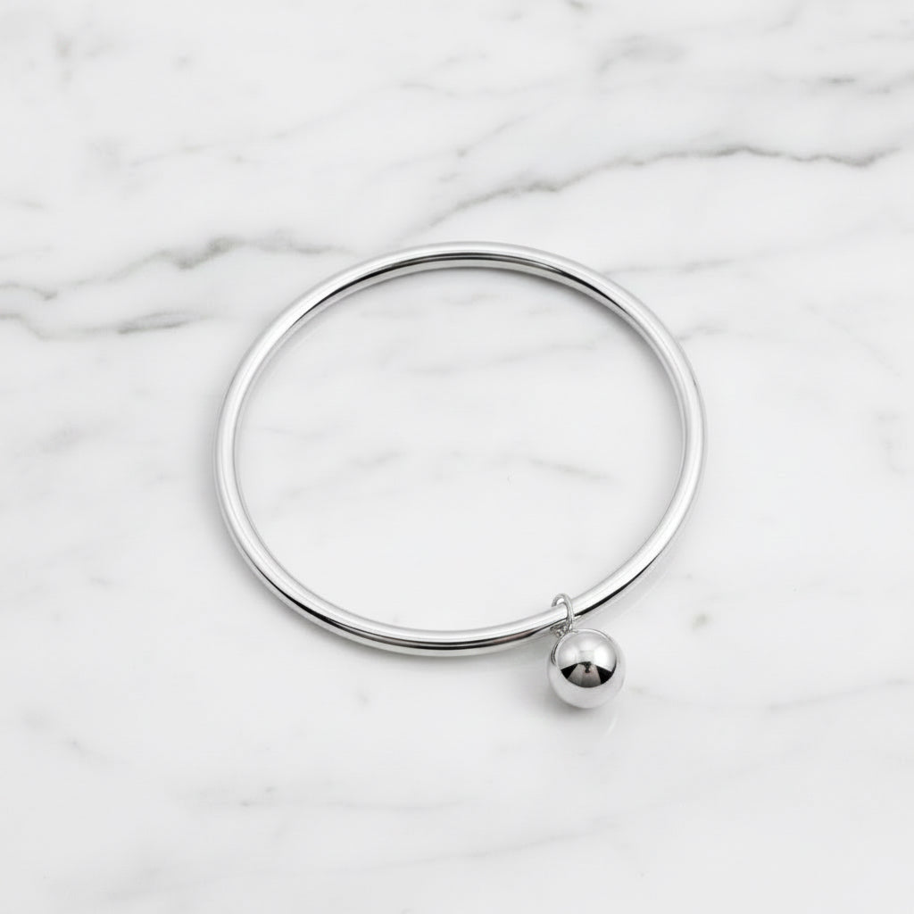 5X65mm Sterling Silver Bangle With Ball - Terciany 