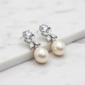 Beautiful Flower Cubic Zirconia Earring With Freshwater Pearls On End - Terciany 