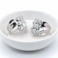Soft Line Statement Ring With Three Stunning Cubic Zirconia Stones