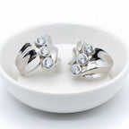 Soft Line Statement Ring With Three Stunning Cubic Zirconia Stones