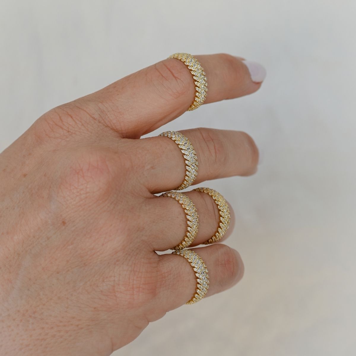 Gold ring with clear zirconia Pave