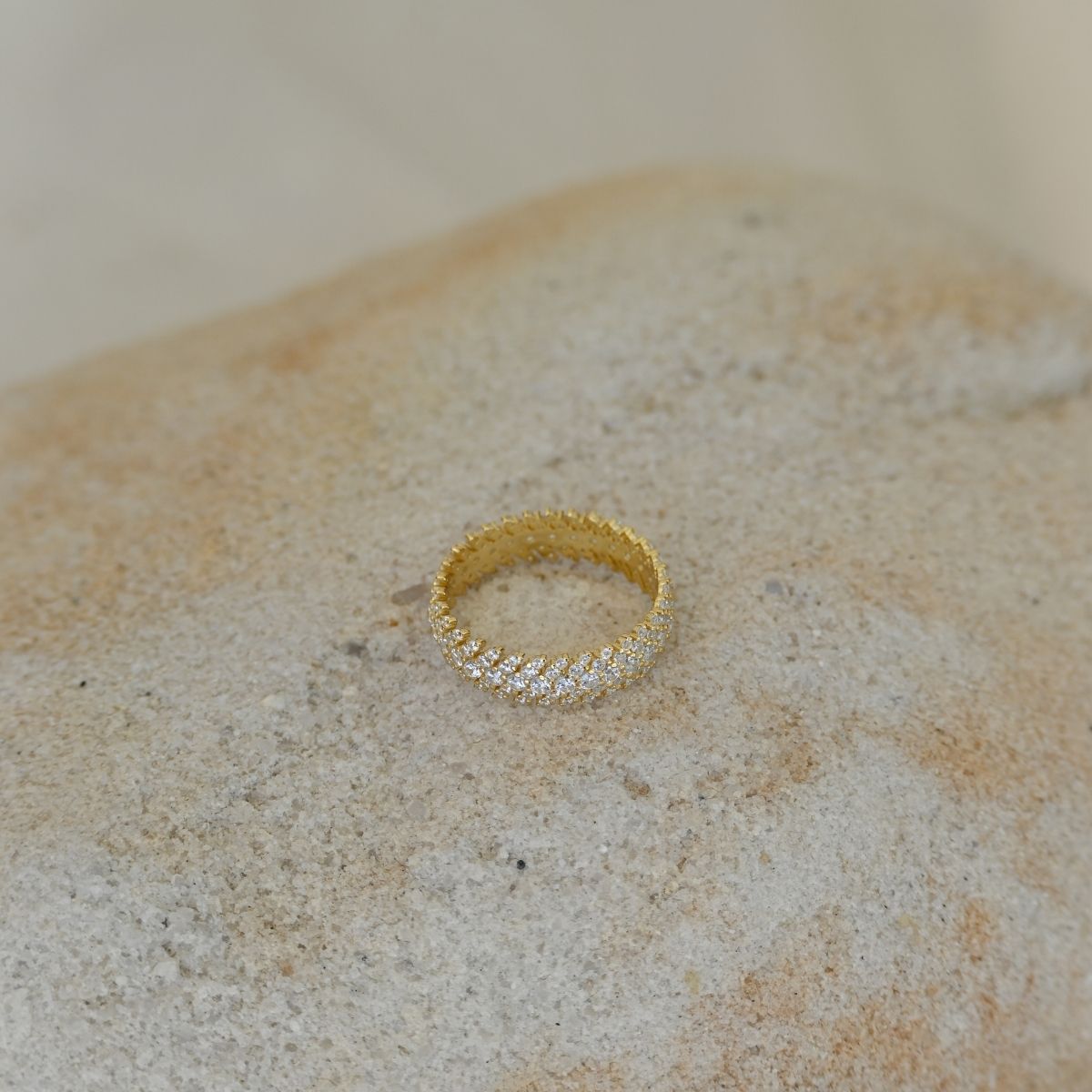 Gold ring with clear zirconia Pave