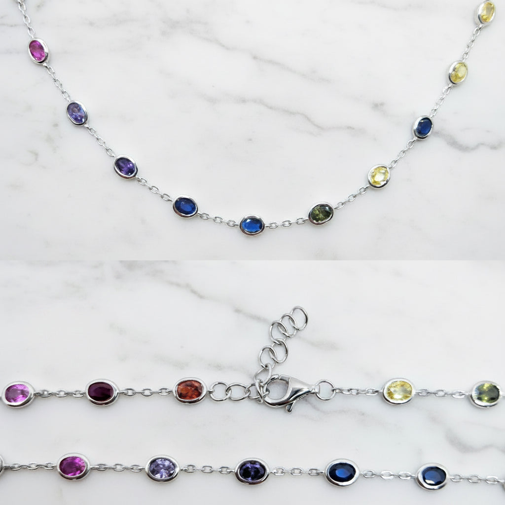 45 Cm Coloured Oval Stone Necklace - Terciany 