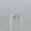 Gold paperclip Huggies with white Cubic zirconia stones - Terciany 
