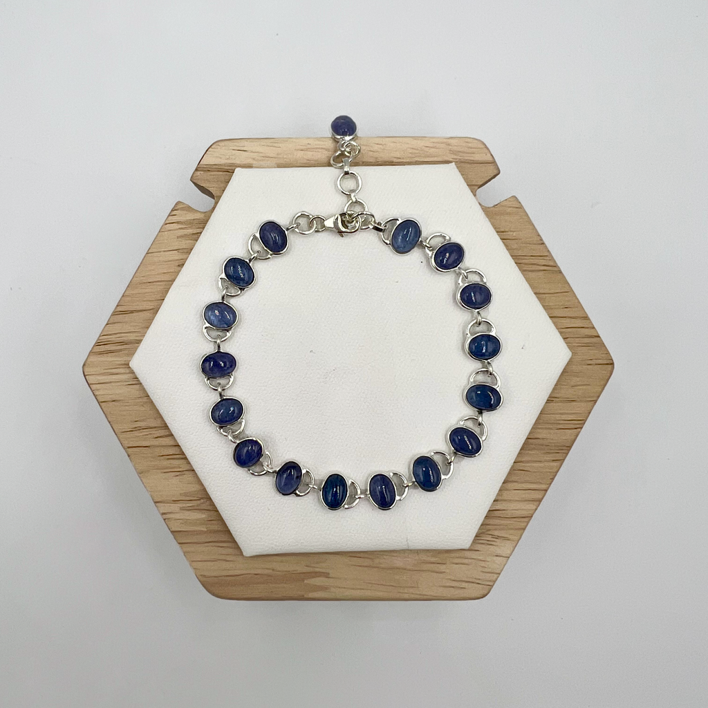 Tanzanite Semi Precious Stone Oval Drops Bracelet