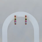 Five coloured zirconia gold huggy earrings - Terciany 