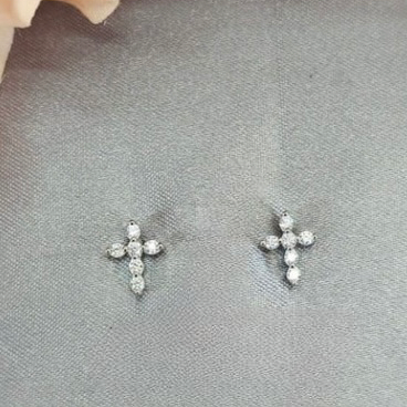 Cubic Zirconia Cross Studs - Terciany 