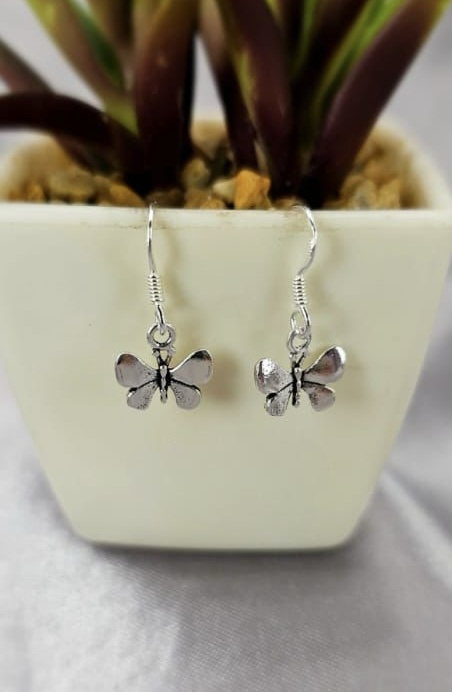 Tiny Butterfly Drop Earrings