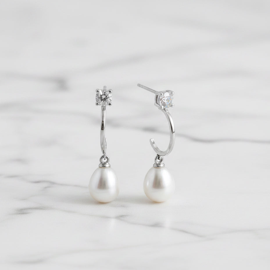 Freshwater Pearl Earrings With Cubic Zirconia Stud