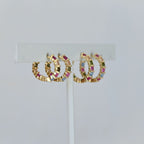 Five coloured zirconia gold huggy earrings - Terciany 