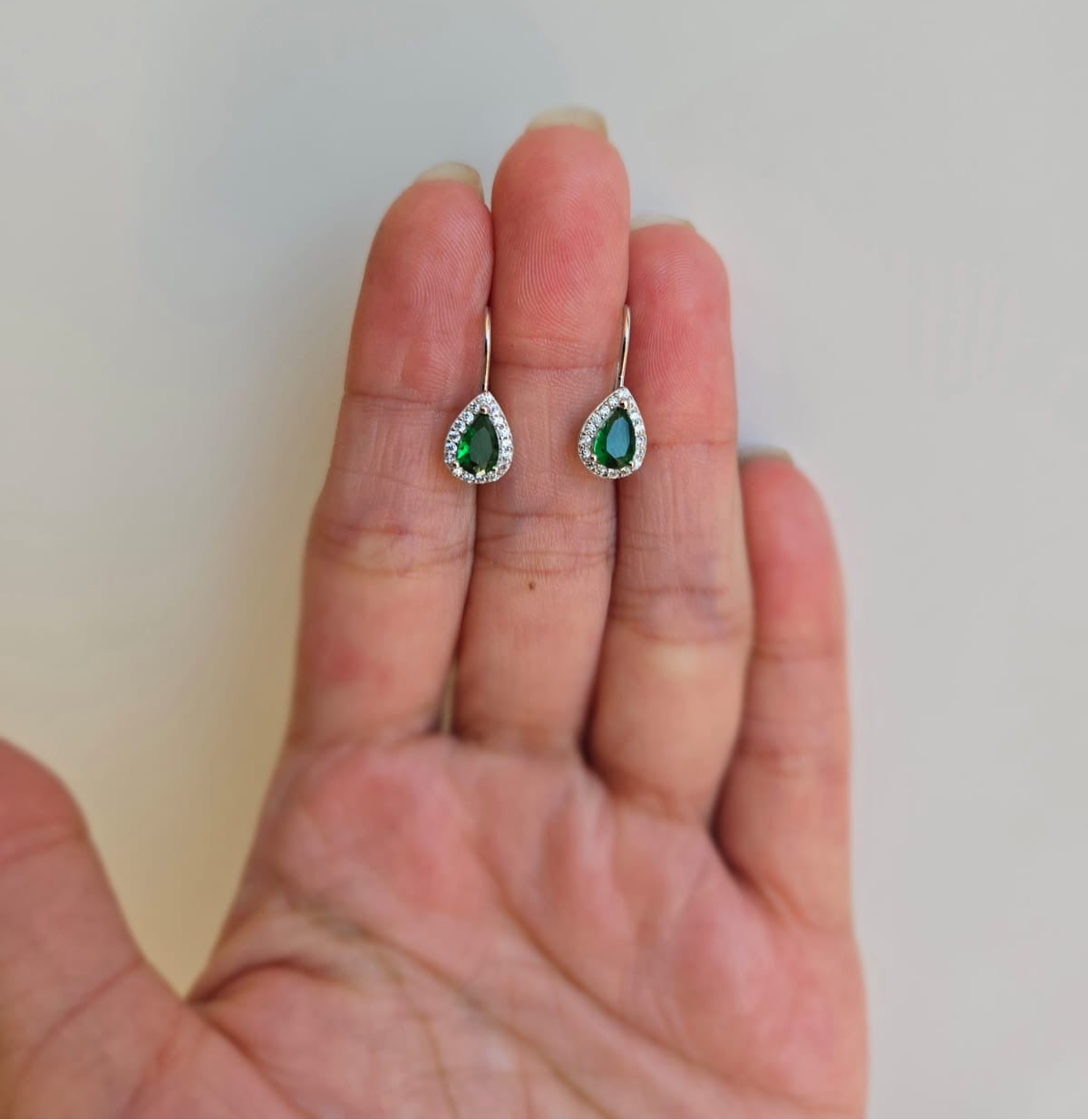 Green Cubic Zirconia Drop Earrings