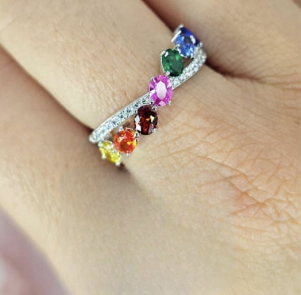 Soft Looking Cross Over Rainbow Ring