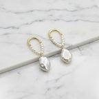 Gold Statement Earrings With Beautiful Pearls On End - Terciany 