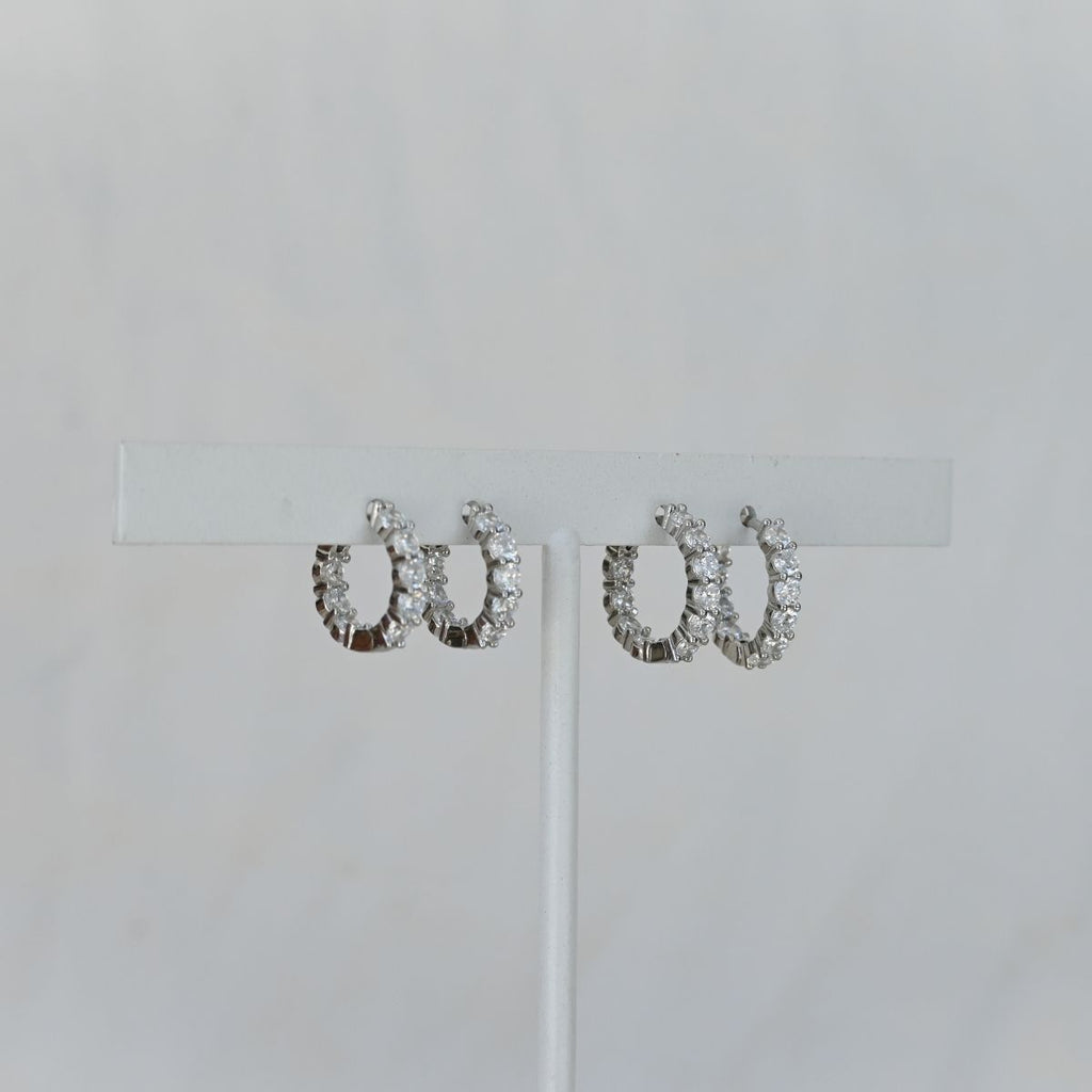 Clear zirconia silver Huggy earrings