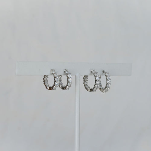 Clear zirconia silver Huggy earrings