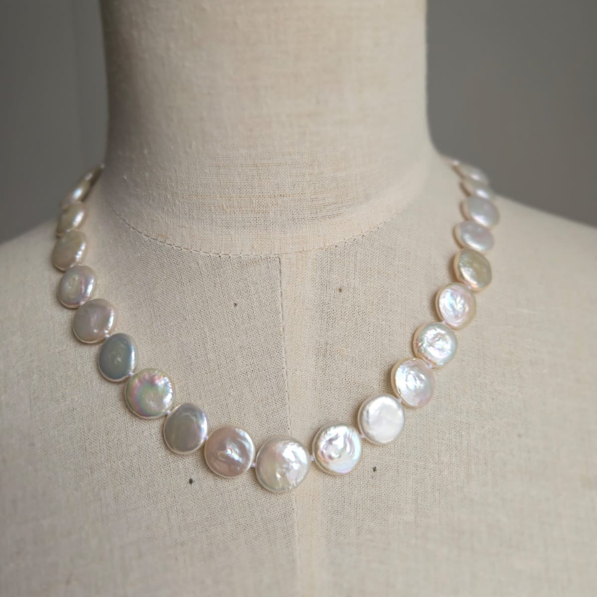 Stunning white 12mm Coin pearl necklace