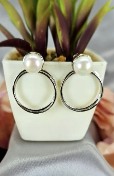 Two ways to wear earrings with freshwater pearls