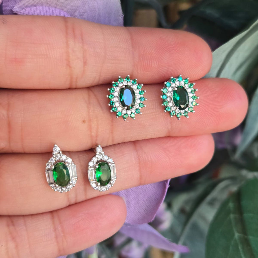 Green Oval Queen Stud Earrings - Terciany 