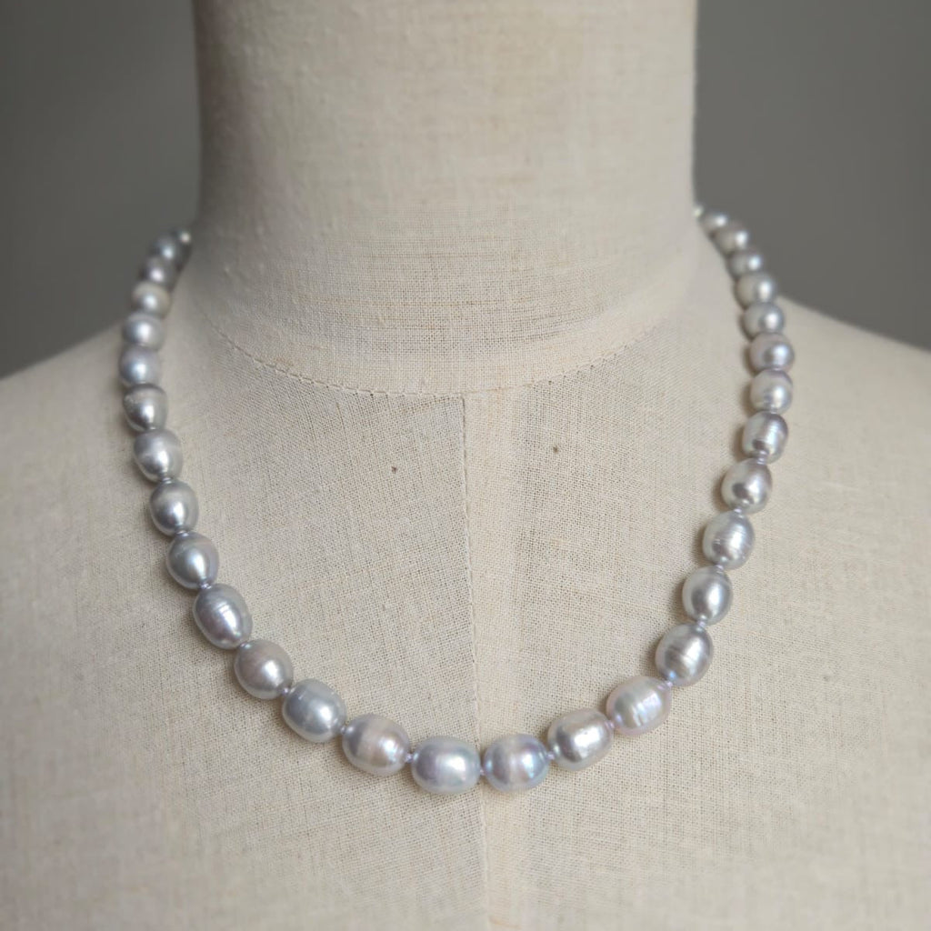 9-10Mm Grey Freshwater Pearl Necklace