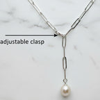 Stunning 45cm Paperclip Necklace With Beautiful Freshwater Pearl On End - Terciany 