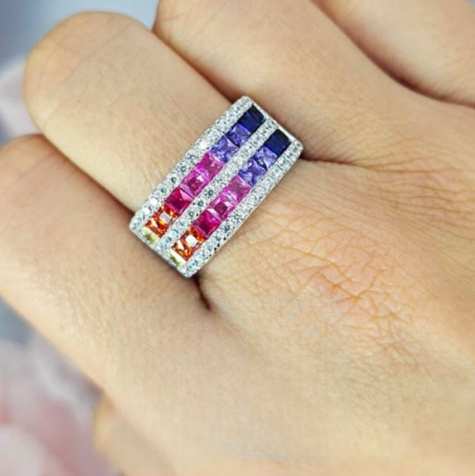 Double band rainbow ring