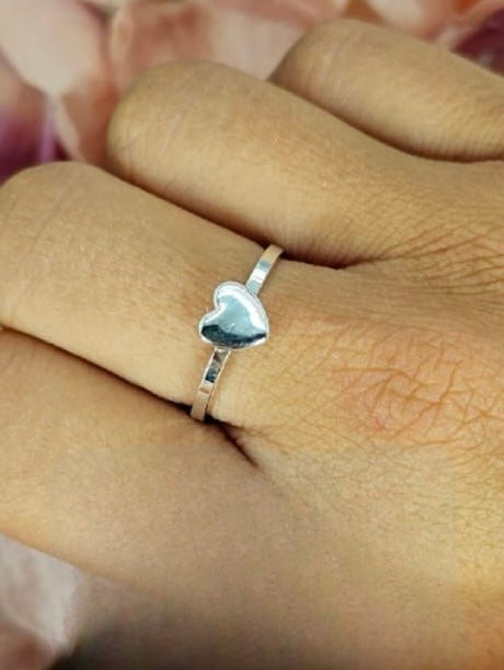 Sterling silver puffy heart ring