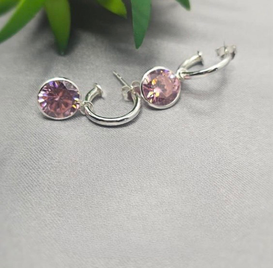 10mm pink crystal drop pretty woman earrings