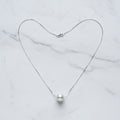 Sterling Silver  Chain With Grey Freshwater Pearl - Terciany 