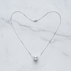 Sterling Silver  Chain With Grey Freshwater Pearl - Terciany 