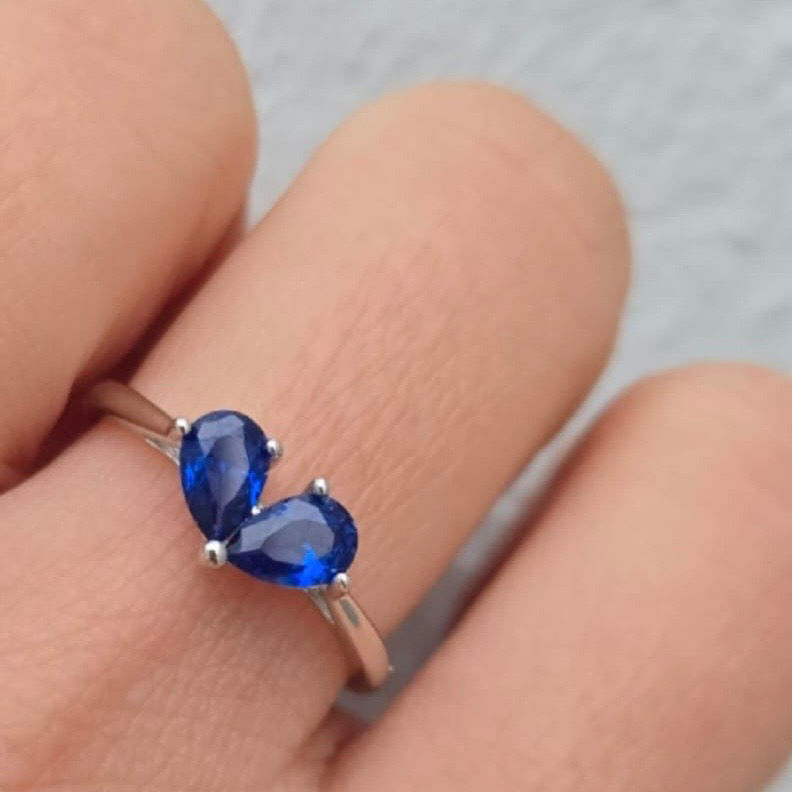 Blue Heart Cubic Zirconia Ring