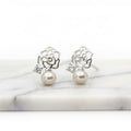 Rose And Pearl Stud Earrings - Terciany 