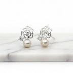 Rose And Pearl Stud Earrings - Terciany 