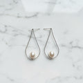 Large Oval Drop Earrings With Freshwater Pearl In Oval