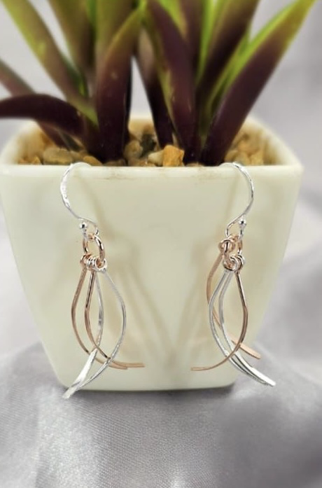 Sterling silver and rose gold plated dangling strips