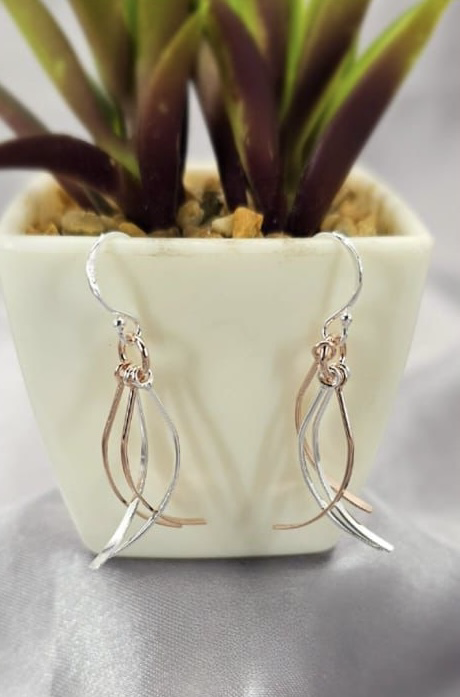 Sterling silver and rose gold plated dangling strips