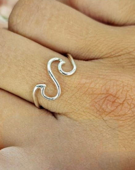 Sterling silver double wave ring