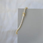 Gold tennis bracelet with clear zirconia stones - Terciany 