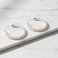 Sterling Silver 34Mm Hoops With Lots Op 5 mm Freshwater Pearls - Terciany 