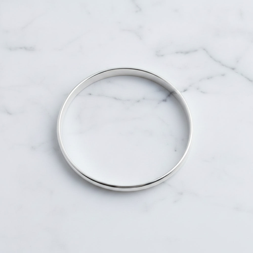 Sterling Silver 8mm Solid Bangle - Terciany 