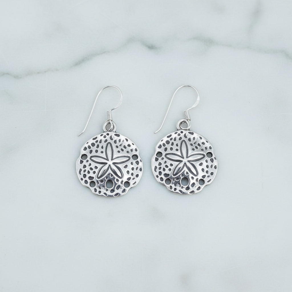 Round Drop Earrings With Starfish Pattern