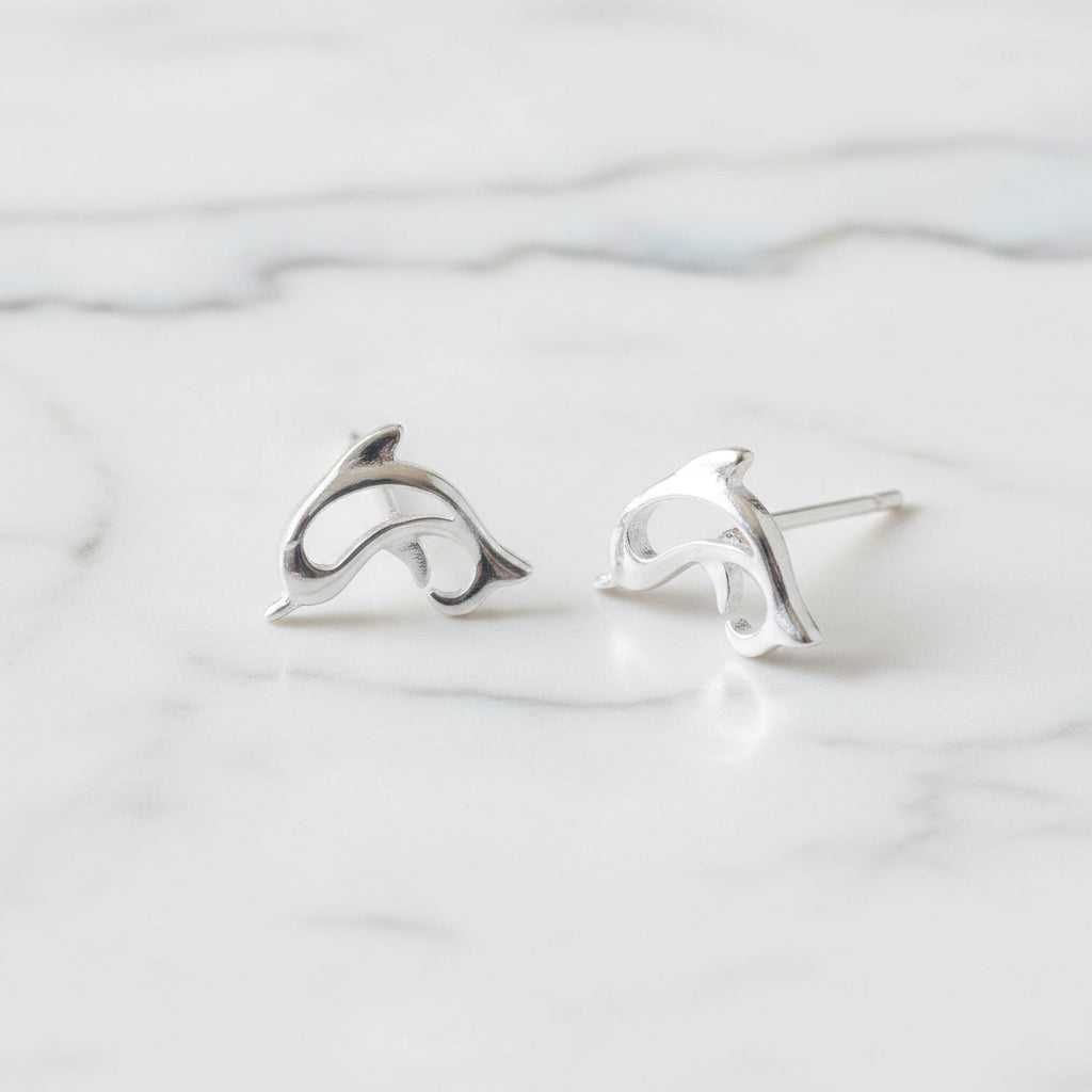Open Dolphin Stud Earrings