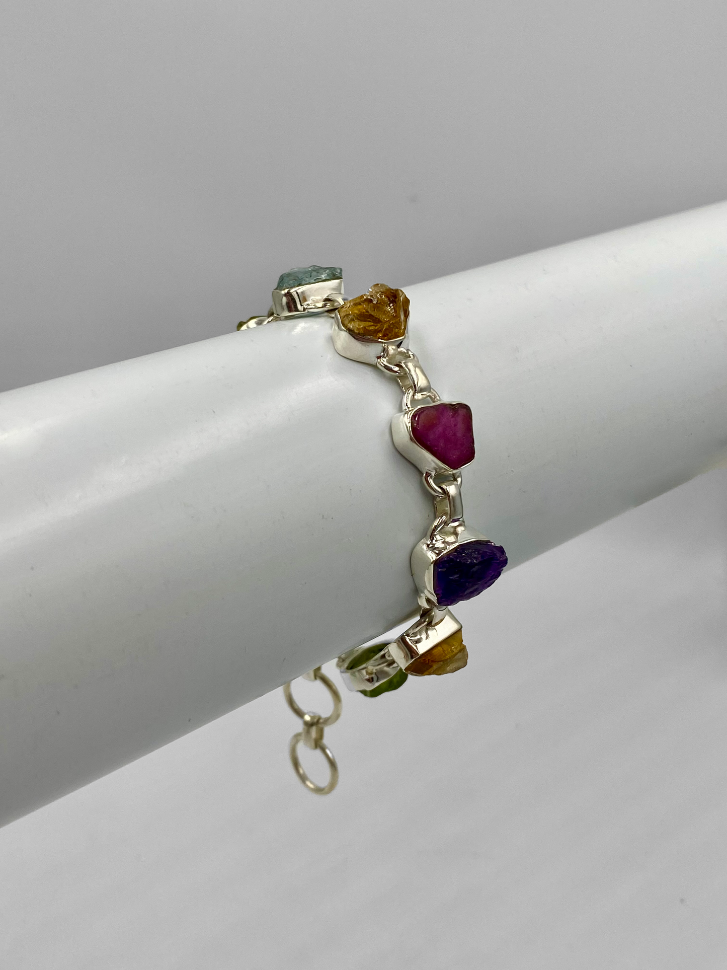 Stunning rough semi precious stone bracelet