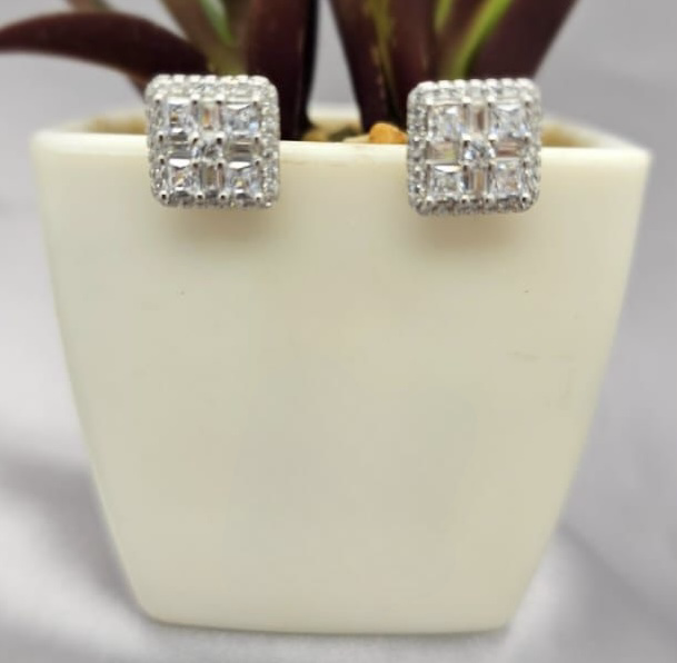 10mm squares in square cubic stud earrings