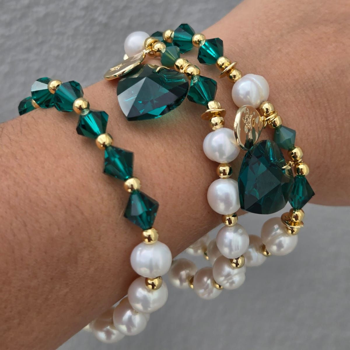 Green and Gold pearl bracelet - Terciany 