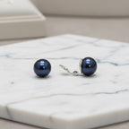 Dark Blue 10-11 mm Freshwater Pearl Clip On Earrings - Terciany 