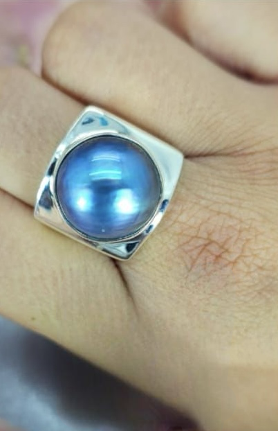 Stunning 15mm Blue Mabe pearl ring