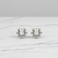 Lovely Cubic Zirconia Detailed Stud With Freshwater Pearl On Top - Terciany 