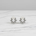 Lovely Cubic Zirconia Detailed Stud With Freshwater Pearl On Top - Terciany 