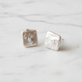 Stunning 18 mm Square Rough Freshwater Pearl Studs